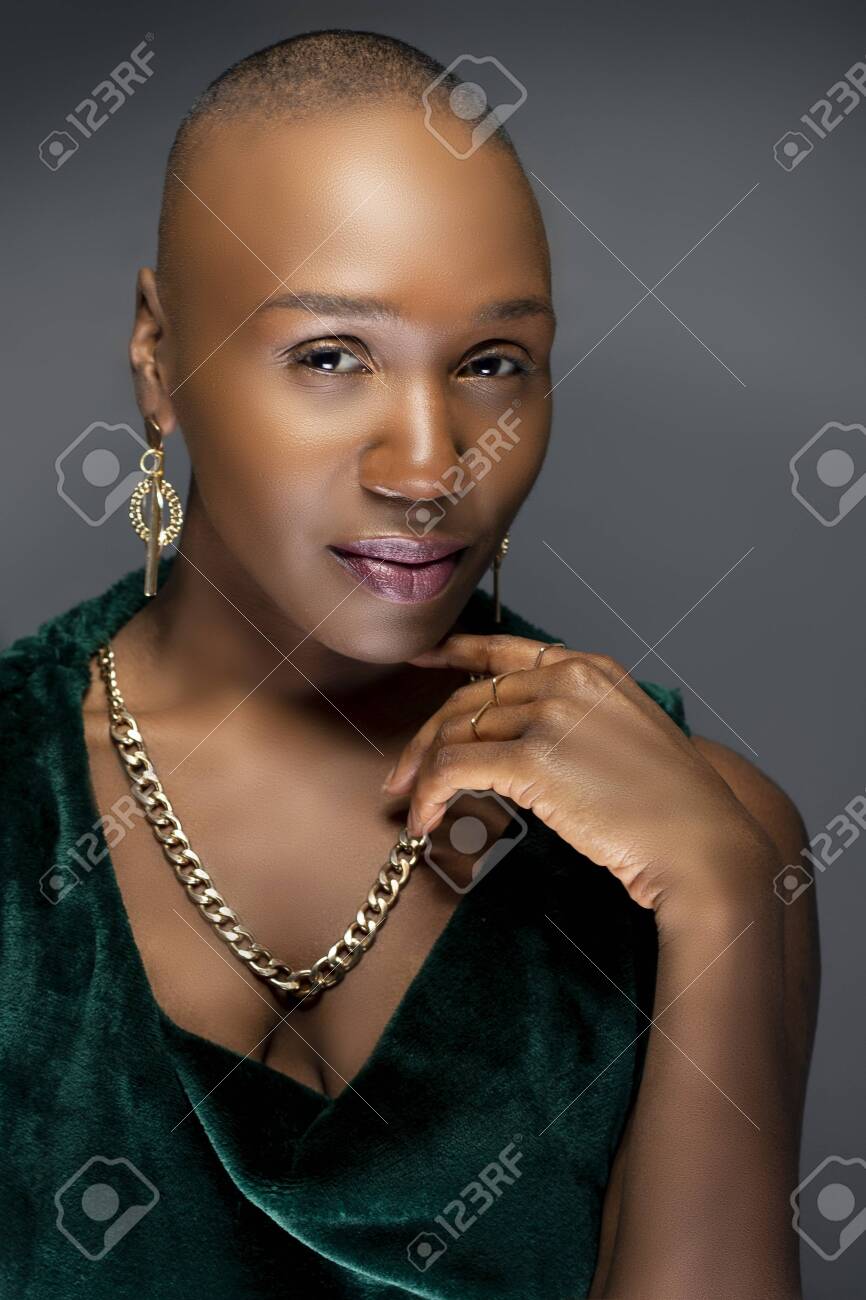 Beautiful Black African American Female Model Posing Confidently