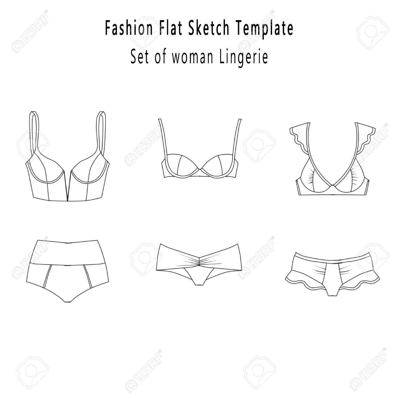 Basic Tshirt Bra technical illustration Underwear flat sketch 3331029  Vector Art at Vecteezy