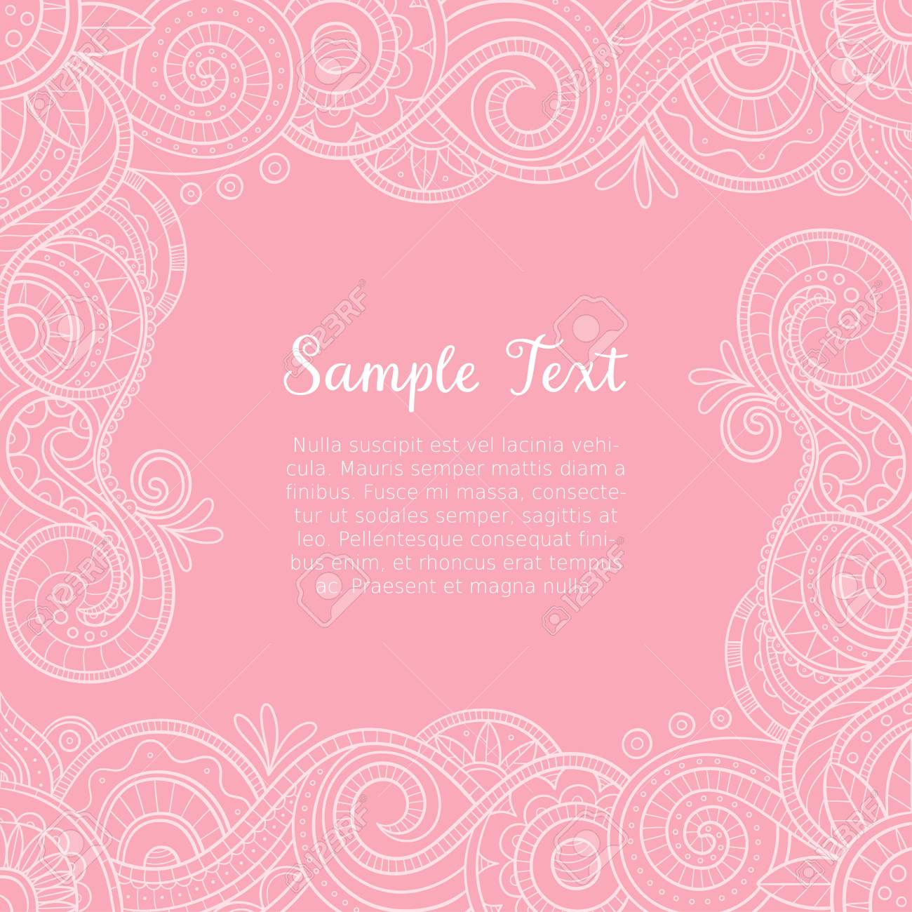 Cute Hand Drawn Mehndi Design For Wedding Invitations Greeting