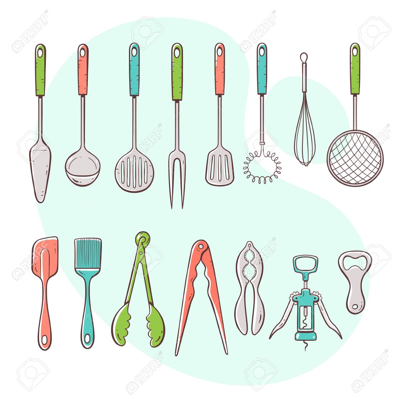 Cooking Tools Collection Of Kitchen Utensils For Cooking Serving Royalty Free Cliparts Vectors And Stock Illustration Image 150081901