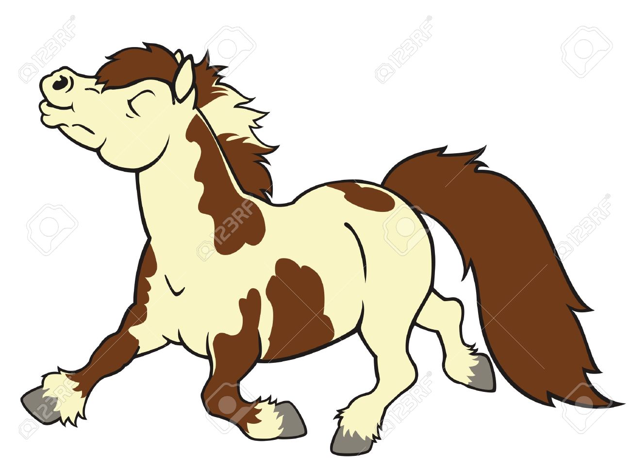 Shetland Pony Running Horse Cartoon Picture Isolated On White Background Children Illustration Side View Image For Little Kids Royalty Free Cliparts Vectors And Stock Illustration Image