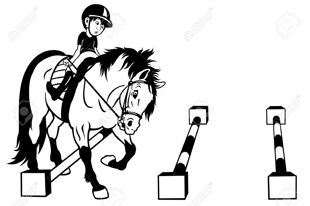 Kid Riding Horsecavaletti Workblack White Cartoon Picture Children Illustration Stock Vector Kid Riding Horsecavaletti Workblack White Cartoon Picture Children Illustration Stock Vector