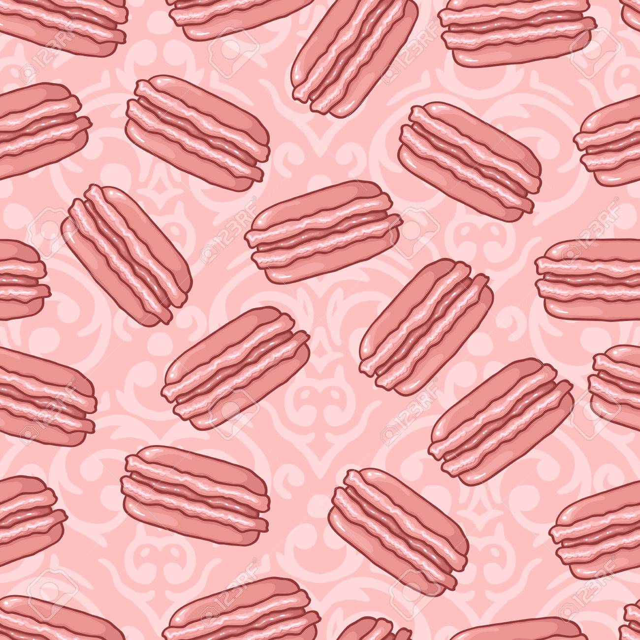 かわいいピンク シームレスなバレンタインデーのパターン ベクトルとピンクのマカロンのイラスト素材 ベクタ Image