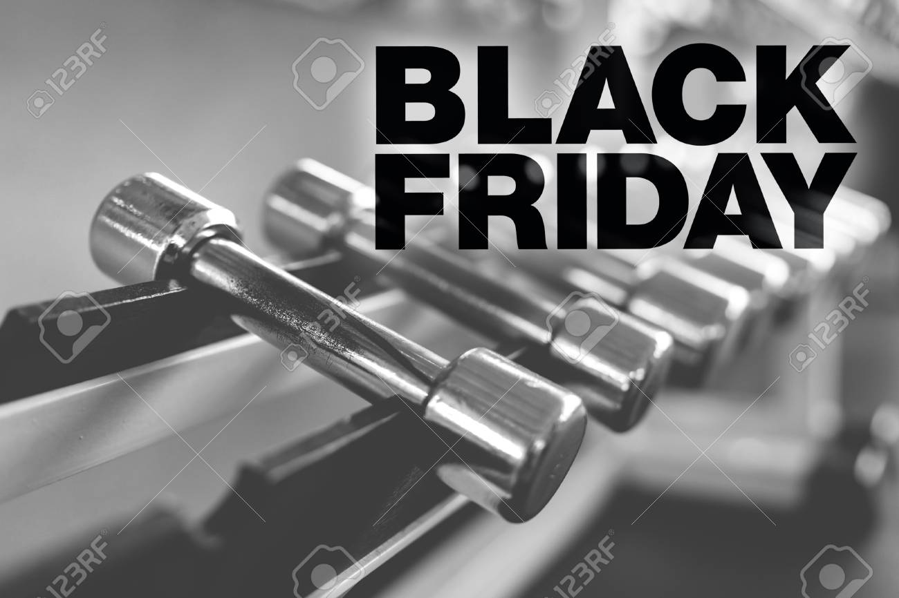 Black Friday Poster. Rows Of Dumbbells 