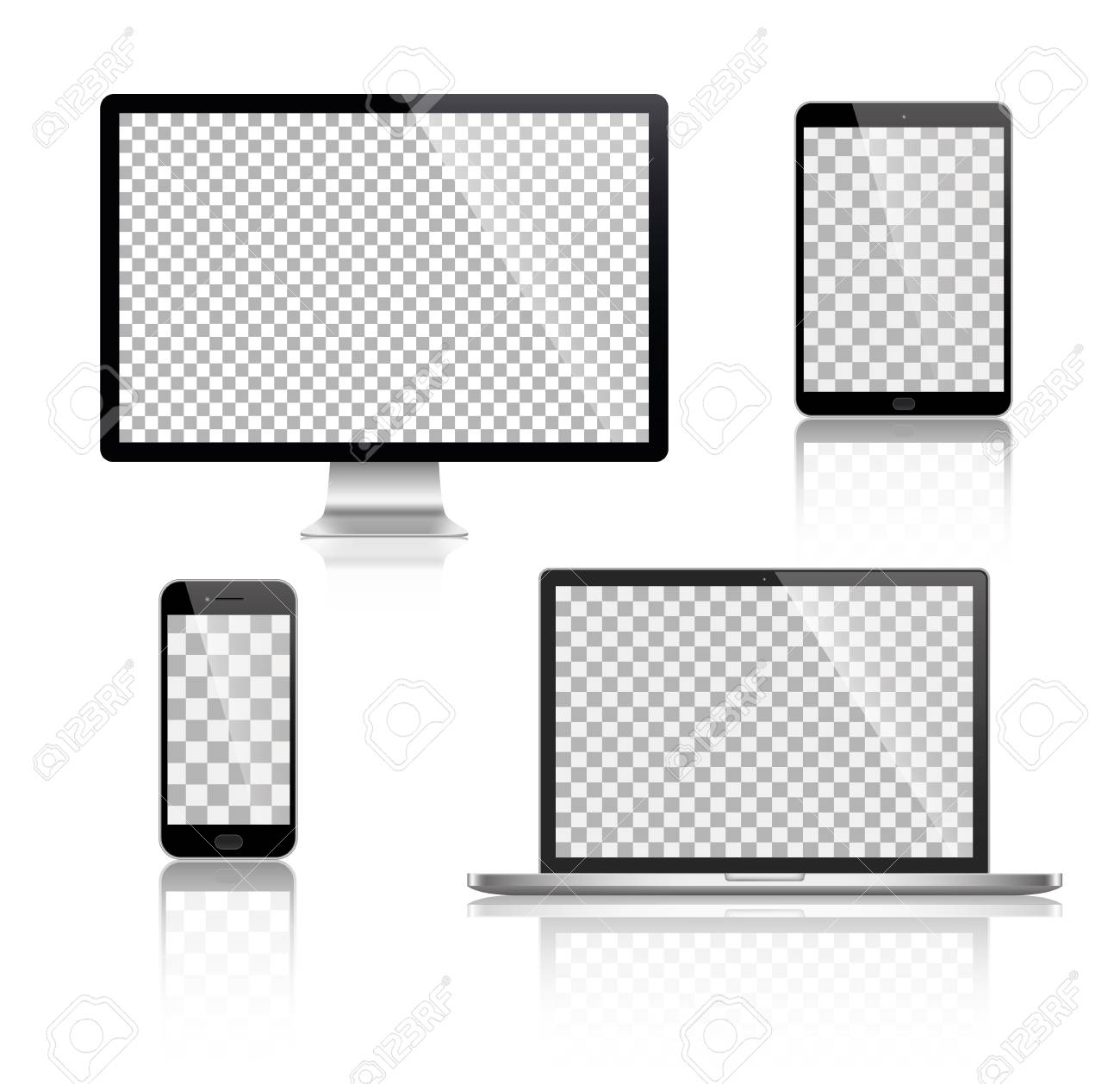 Realistic Set Of Monitor Laptop Tablet Smartphone Stock Royalty Free Cliparts Vectors And Stock Illustration Image