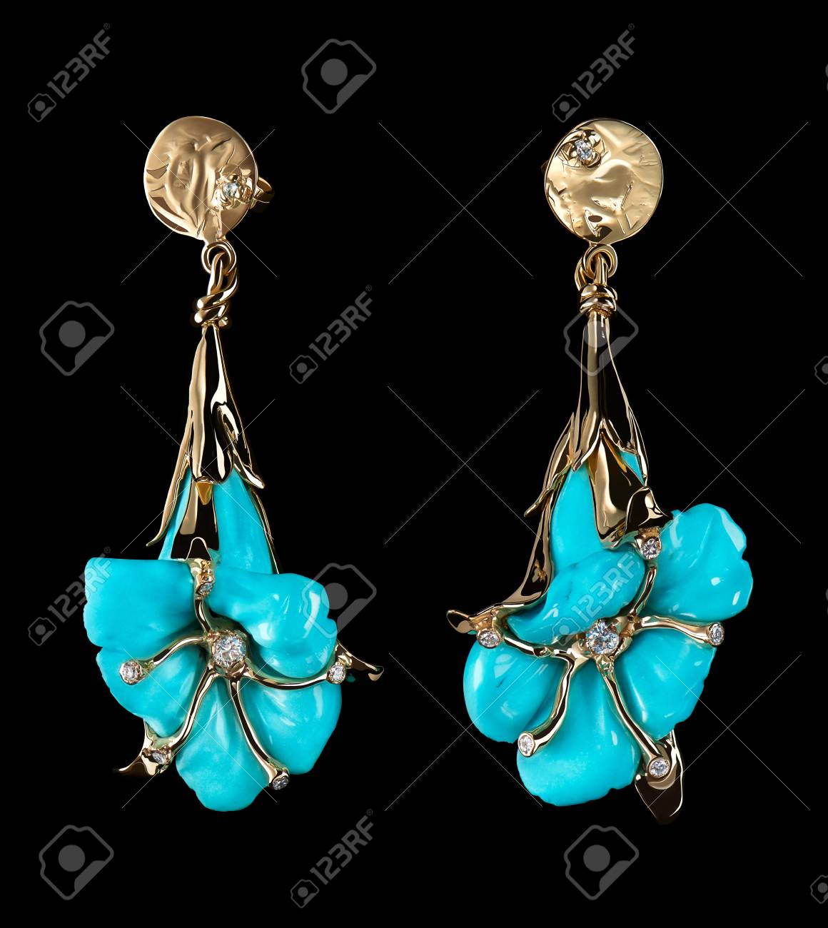 light blue and gold earrings