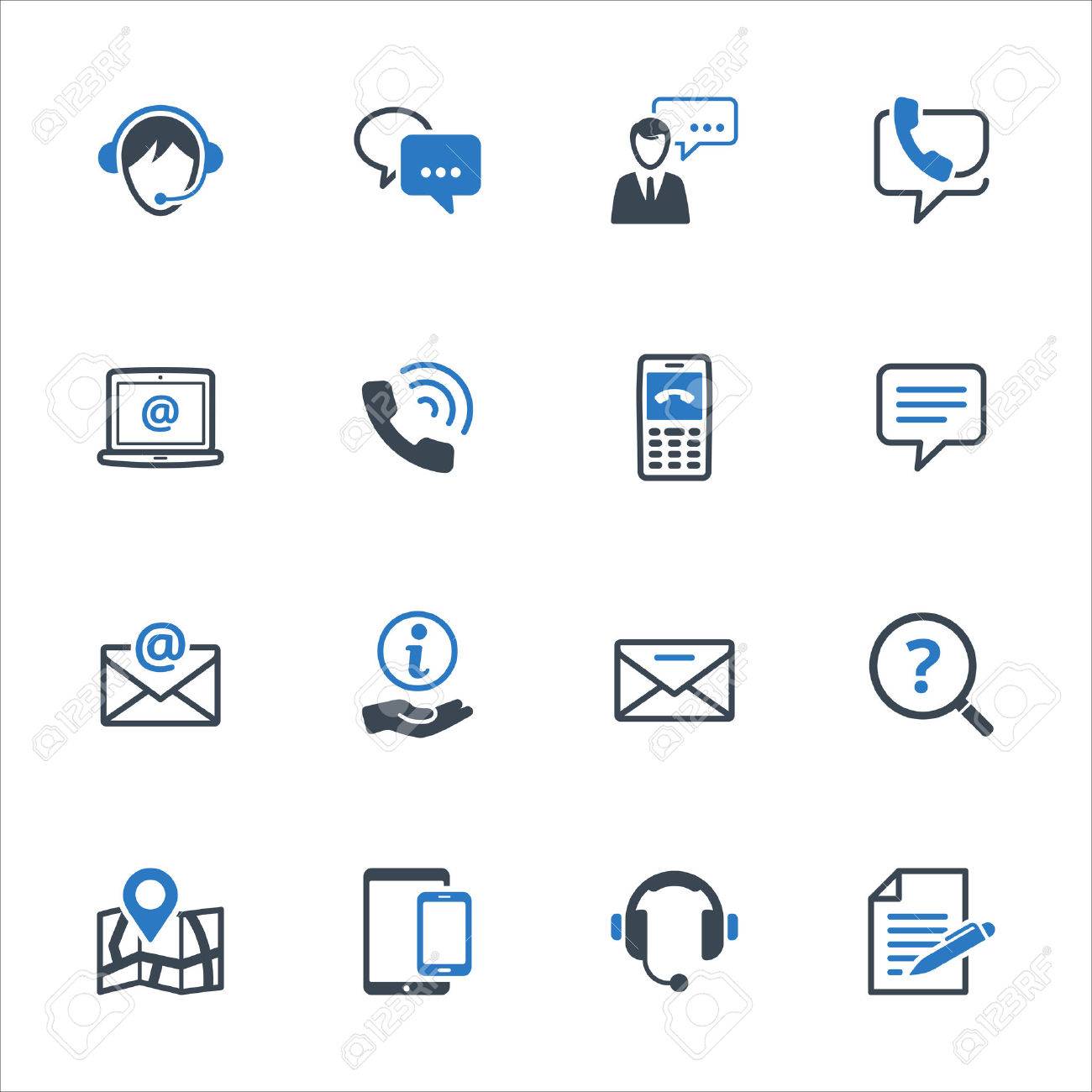 お問い合わせアイコン セット 3 ブルー シリーズ カスタマー サポート カスタマー サービスとサポートのアイコンのセットです のイラスト素材 ベクタ Image