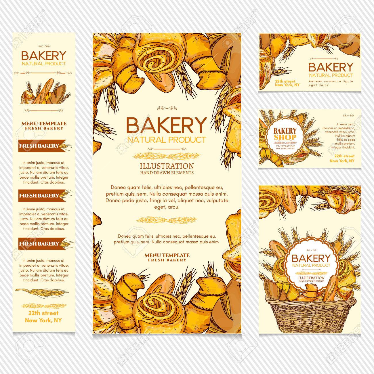 Bakery products restaurant menu template business card, page template vector illustration - 55822520 Bakery products restaurant menu template business card, page template vector illustration - 55822520