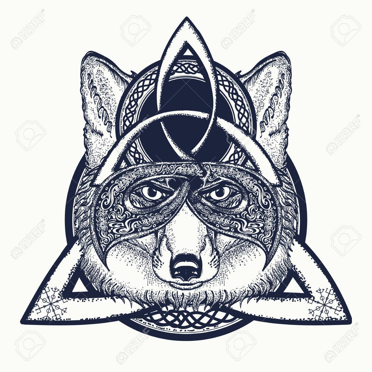 Fox viking in the celtic style, tattoo art. Fox t-shirt design art animals. North tattoo - 70188162 Fox viking in the celtic style, tattoo art. Fox t-shirt design art animals. North tattoo - 70188162
