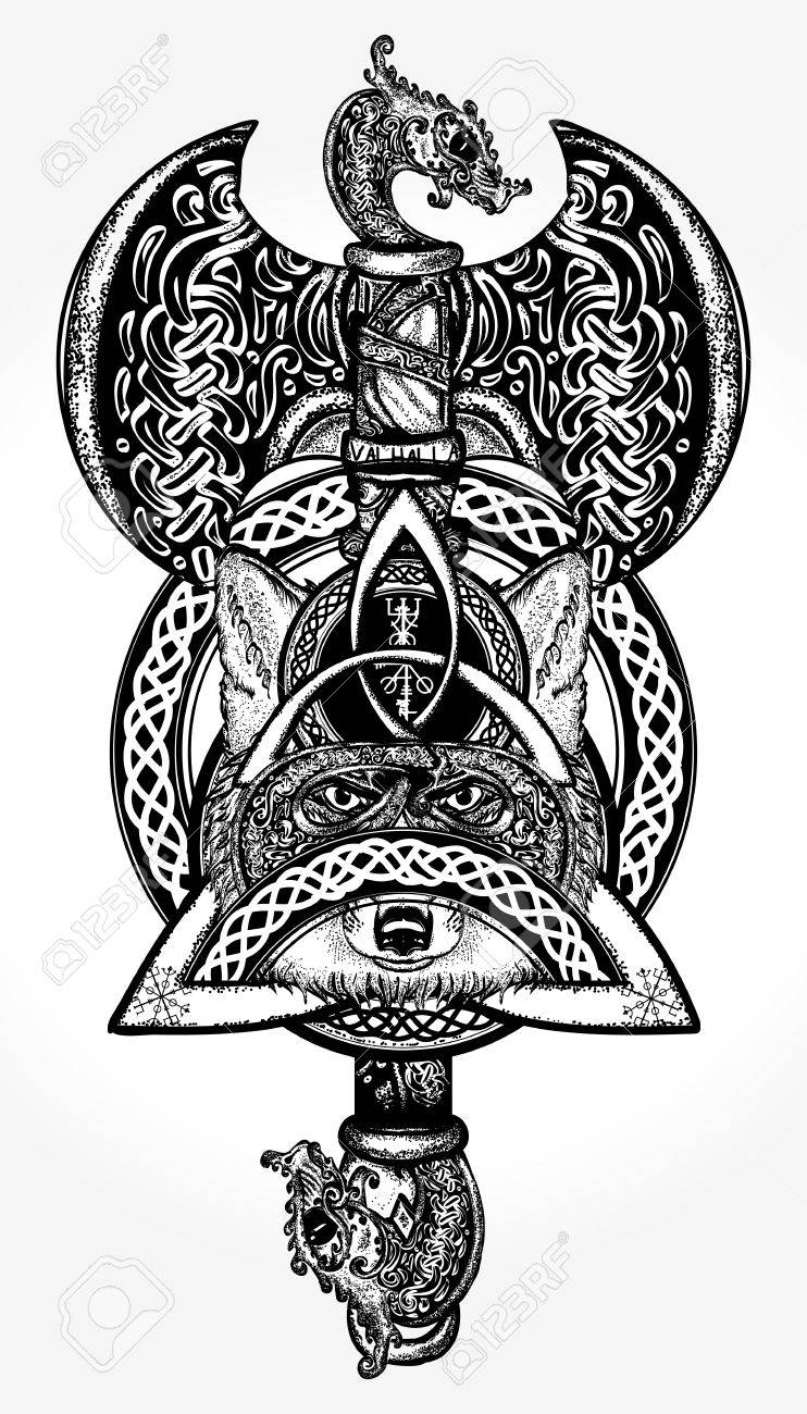 Celtic Viking Tattoo And T-shirt Design Royalty Free SVG, Cliparts,  Vectors, and Stock Illustration. Image 84742069., image size:742x1300