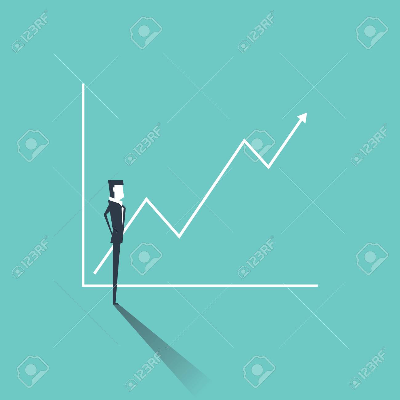 businessman looking at a graph with sales or profit going up