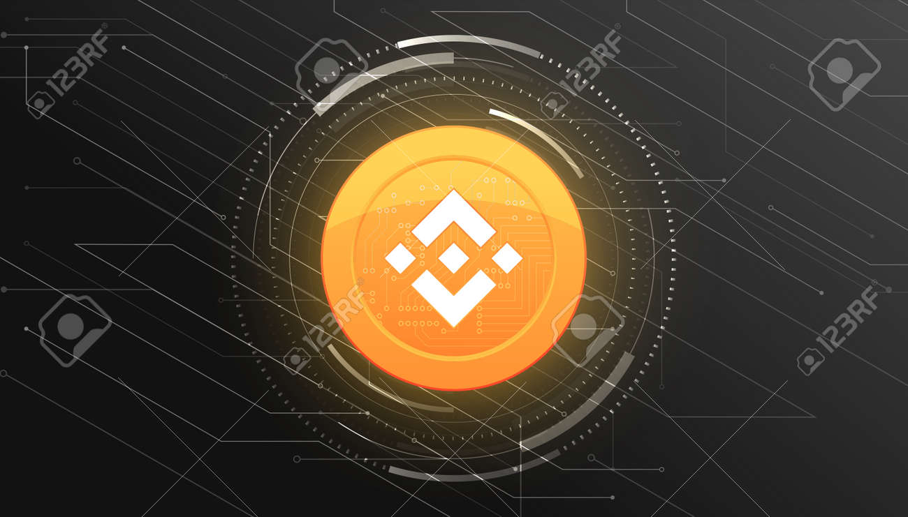 バイナンス（BNB）暗号通貨をテーマにしたバナー。モダンな黒い色の背景にBinanceコインまたはBNBアイコン。の写真素材・画像素材 Image  174024405