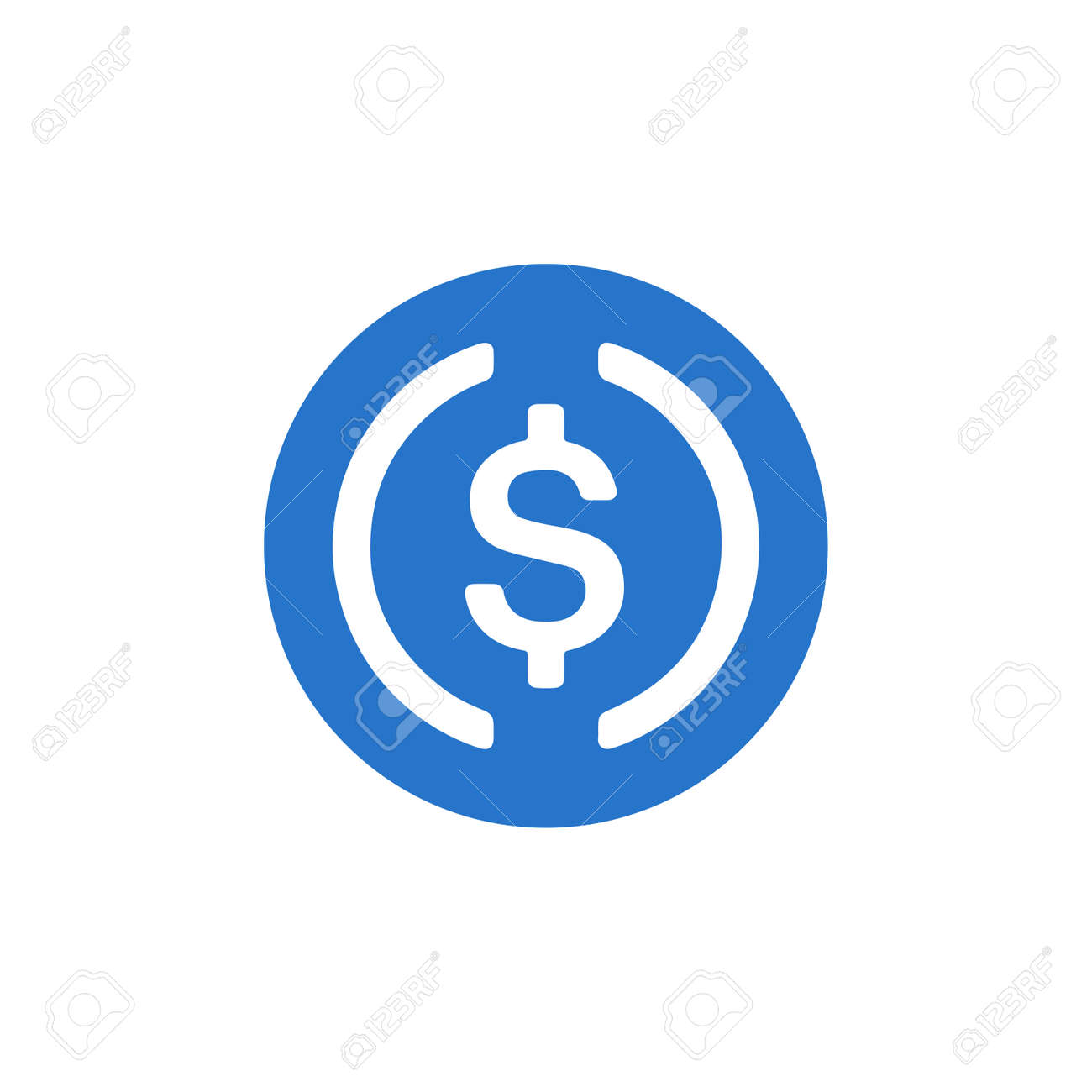 USDコイン（USDC）デジタルステーブルコインアイコン。のイラスト素材・ベクター Image 174024549