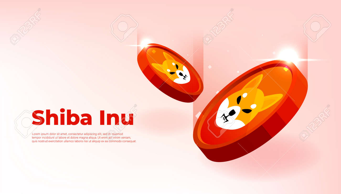 Shiba Inu 코인 배너. Shib 동전 Cryptocurrency 개념 배너 배경입니다. 로열티 무료 사진, 그림, 이미지 그리고  스톡포토그래피. Image 186997633