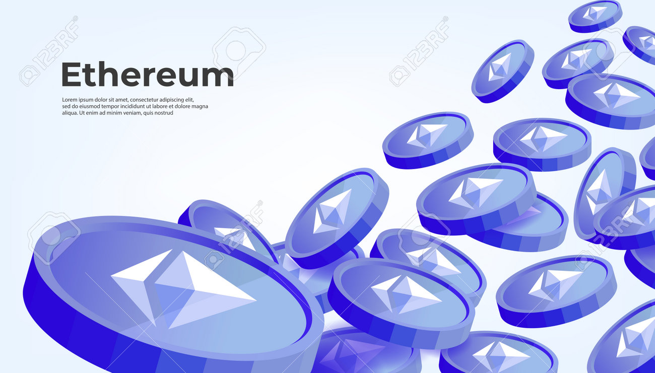 Ethereum Coins Falling From The Sky. ETH Cryptocurrency Concept Banner  Background. Royalty Free SVG, Cliparts, Vectors, and Stock Illustration.  Image 191443968.