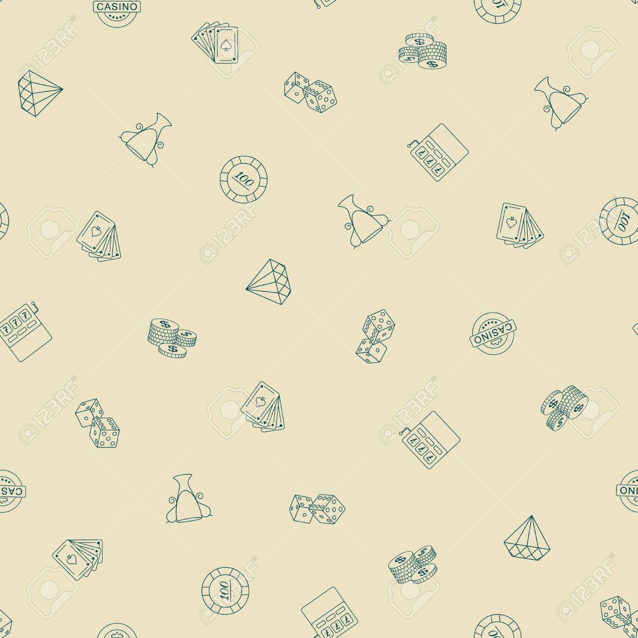 カジノ フリーハンド図面シームレス パターン 落書きスタイルのパターンを賭けます 手描きの要素は 包装 繊維を印刷すると 背景の壁紙デザインをいたずら書き ベクトルの図 のイラスト素材 ベクタ Image