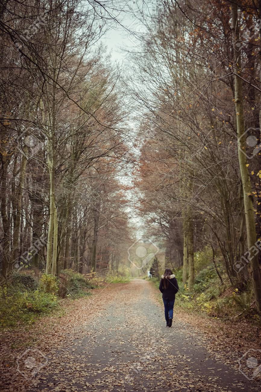 alone girl walking