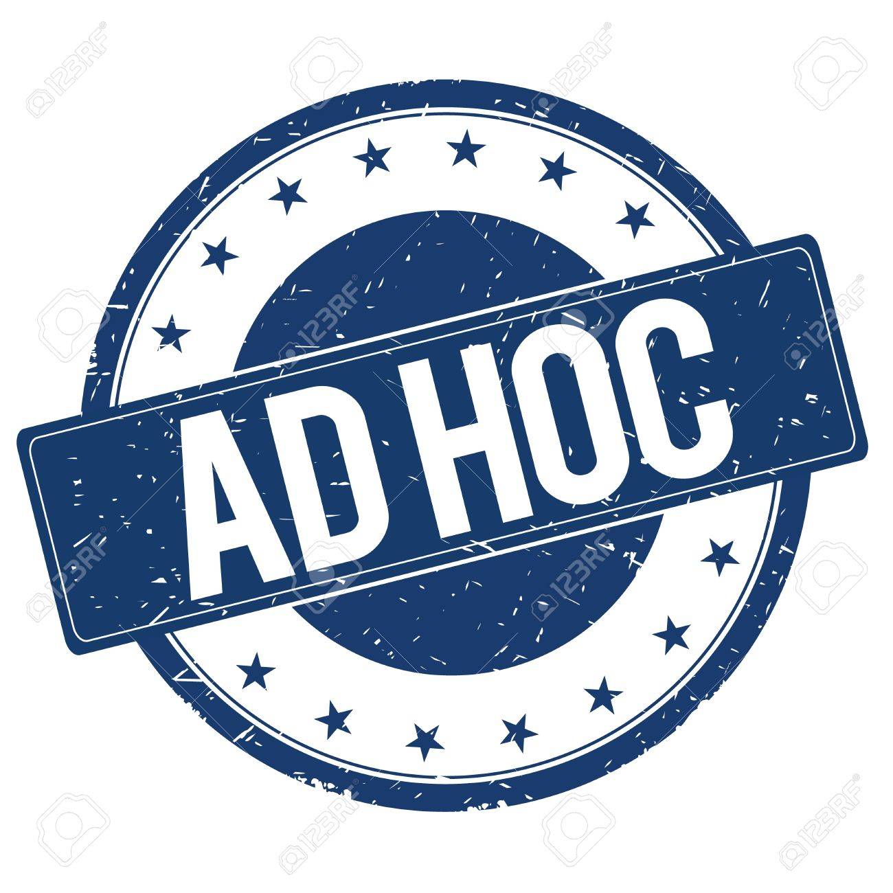 AD HOC Stamp Sign Text Word Logo Blue. Stock Photo, Picture and Royalty  Free Image. Image 67602049.