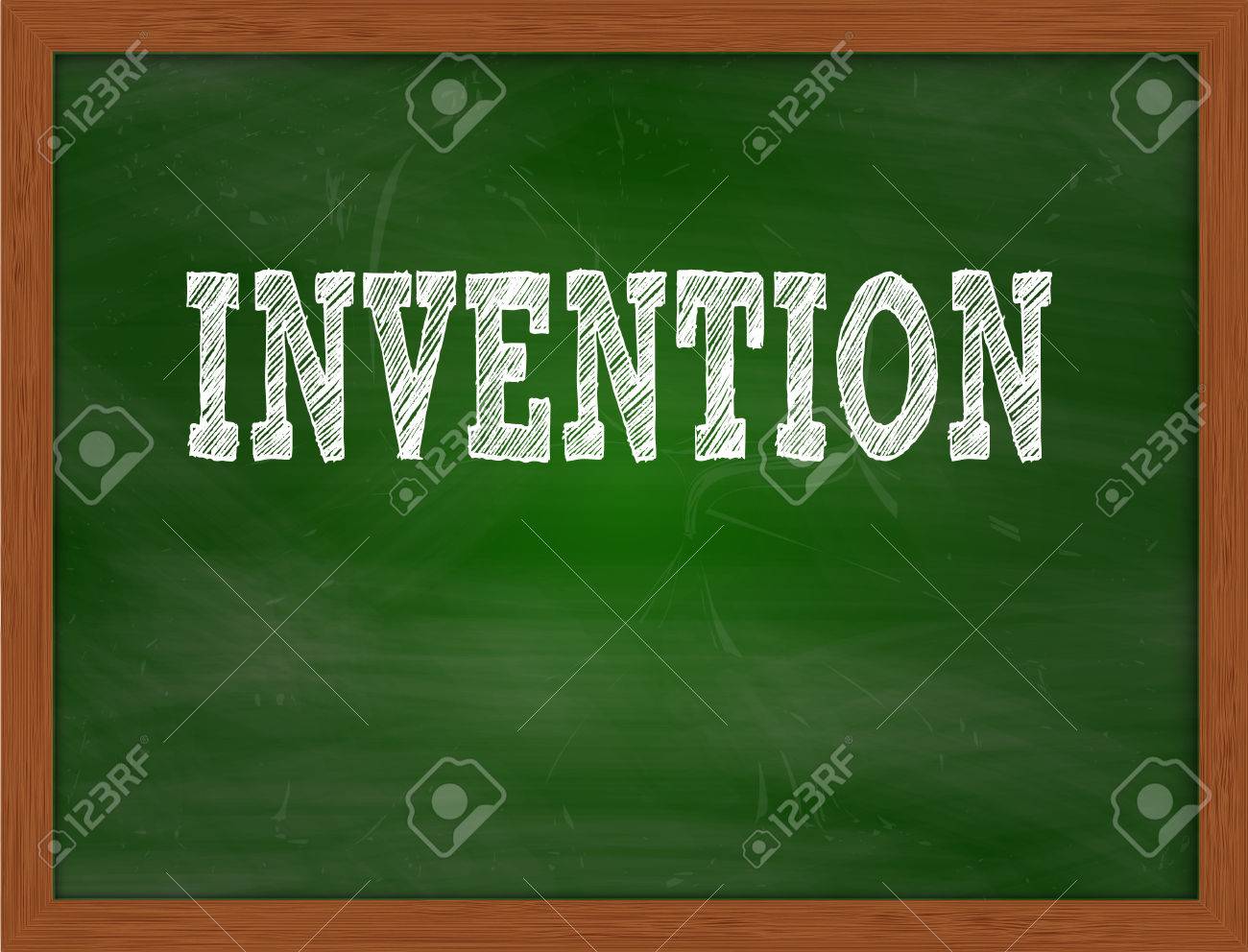 INVENTION Handwritten Chalk Text On Green Chalkboard Stock Photo ... INVENTION Handwritten Chalk Text On Green Chalkboard Stock Photo ...
