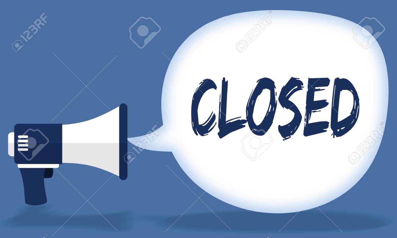 メガホンやスピーカーでスピーチバブルでクローズドライティング イラストコンセプト の写真素材 画像素材 Image