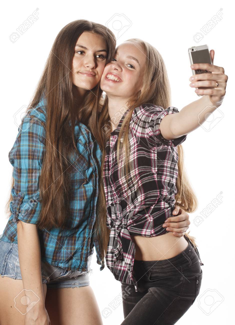 cute teenage girls making
