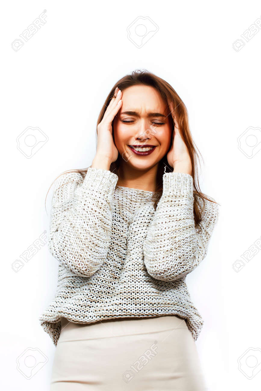 young pretty teenage hipster girl posing emotional happy smiling on white background, lifestyle people concept close up - 121255013 young pretty teenage hipster girl posing emotional happy smiling on white background, lifestyle people concept close up - 121255013