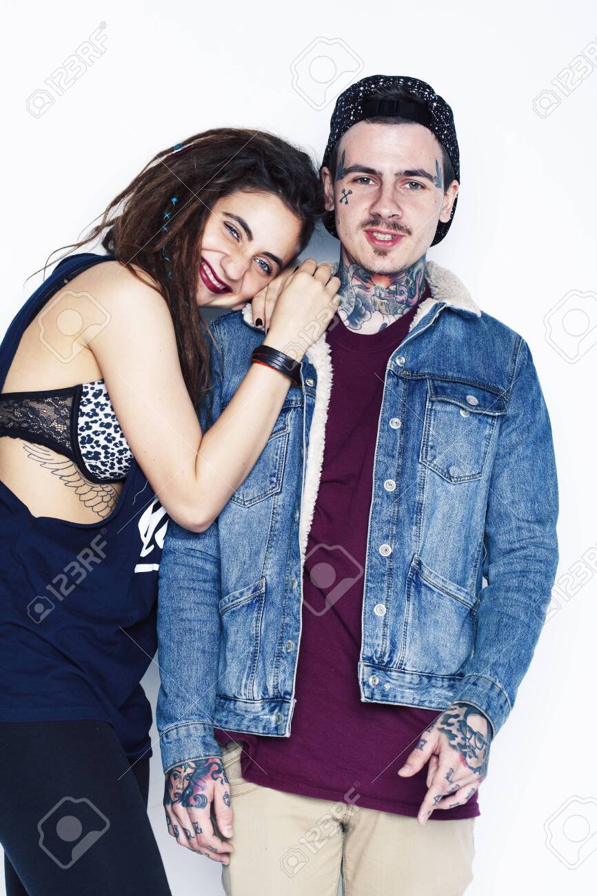 Young Couple Together Guy With Tattoo Girlfriend Wearing Dreadlocks