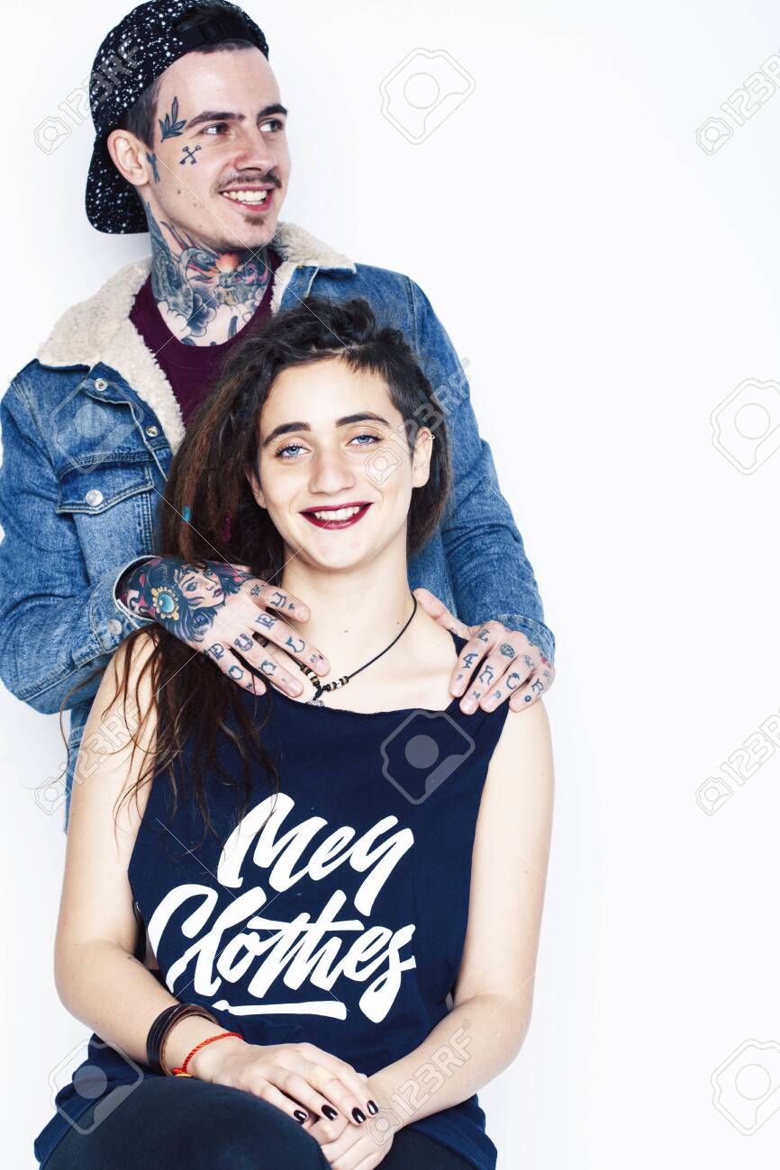 Young Couple Together Guy With Tattoo Girlfriend Wearing Dreadlocks