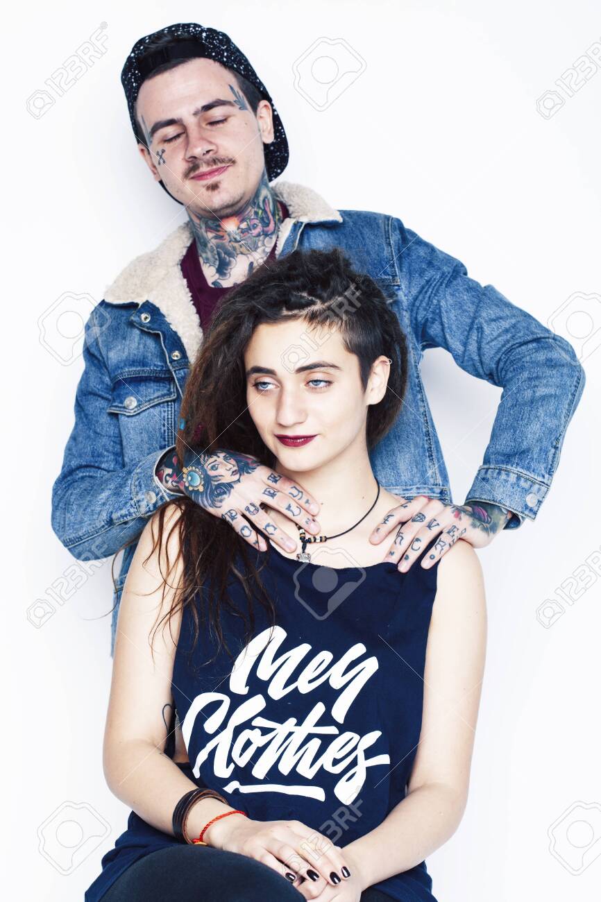 Young Couple Together Guy With Tattoo Girlfriend Wearing Dreadlocks