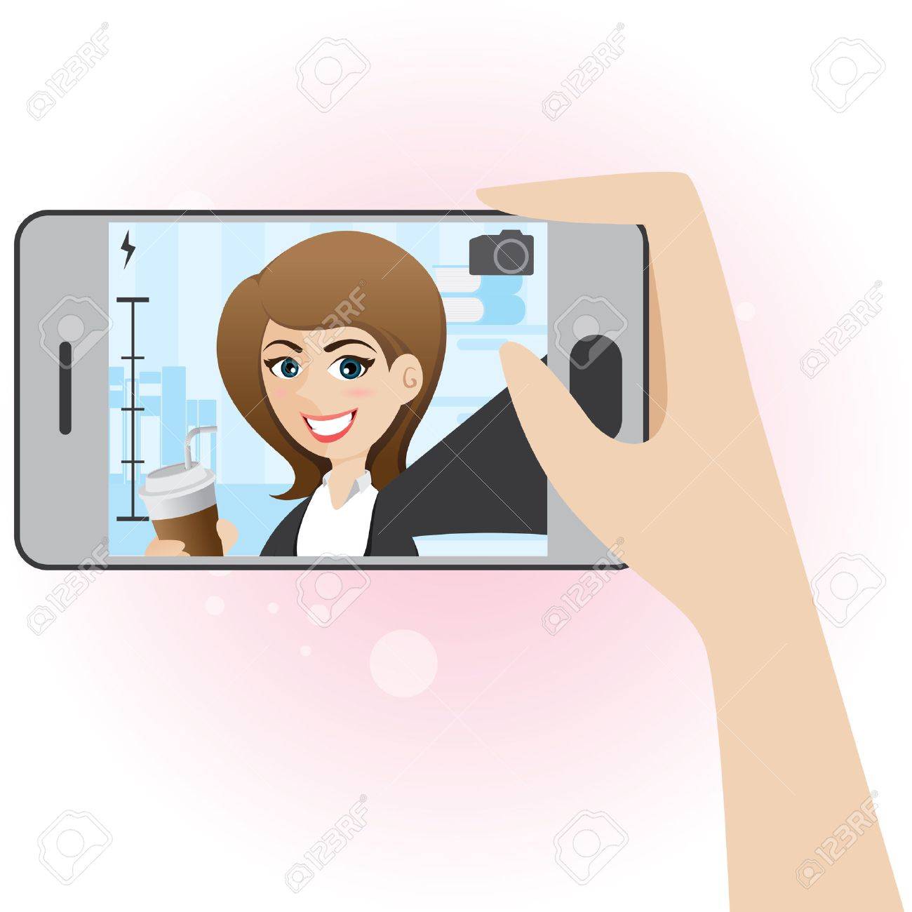 漫画かわいい女の子のイラストは Selfie の写真を撮るのイラスト素材 ベクタ Image 漫画かわいい女の子のイラストは Selfie の写真を撮るのイラスト素材 ベクタ Image