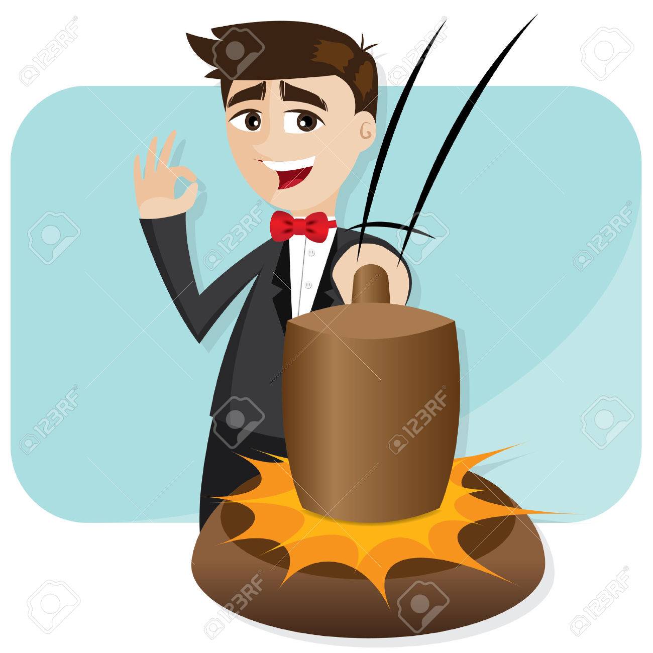 オークションのハンマーをノックして漫画のビジネスマンのイラスト のイラスト素材 ベクタ Image