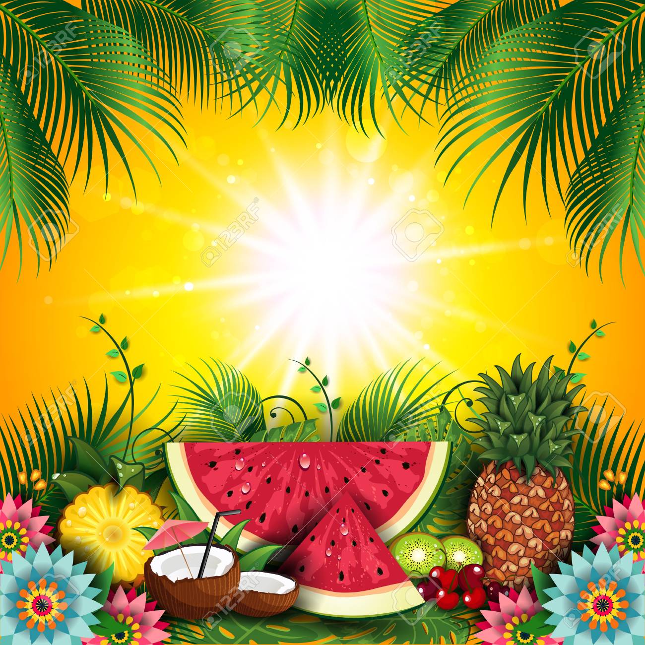fruits summer tropical editable with space to insert your own