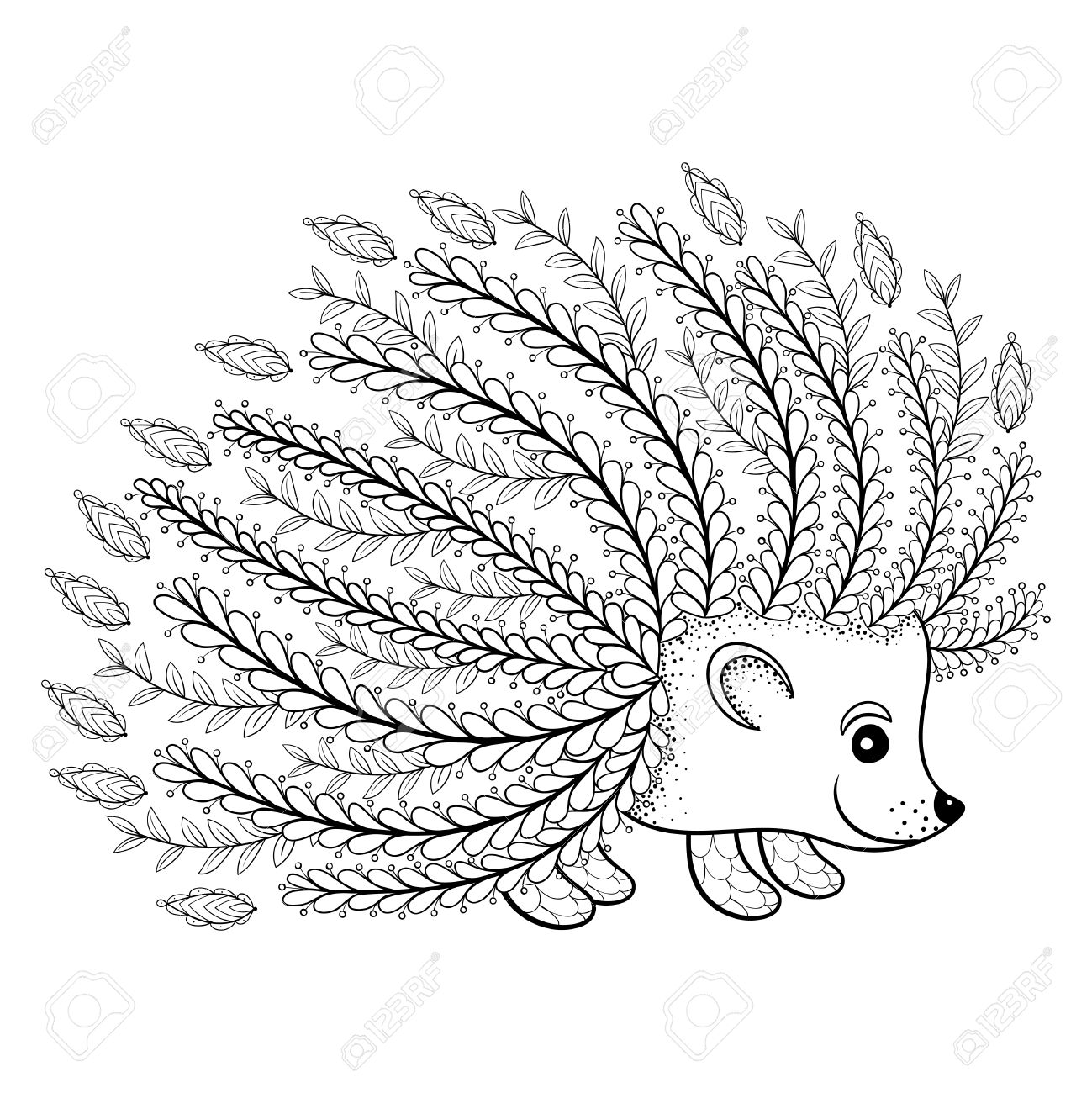 Hand Gezeichnet Kunstlerische Hedgehog Fur Erwachsene Malvorlagen In Doodle Zentangle Stammes Stil Der Ethnischen Ornamental Gemusterten Tattoo Design Logo T Shirt Drucken Skizze Monochrom Floral Tier Vektor Illustration Lizenzfrei Nutzbare