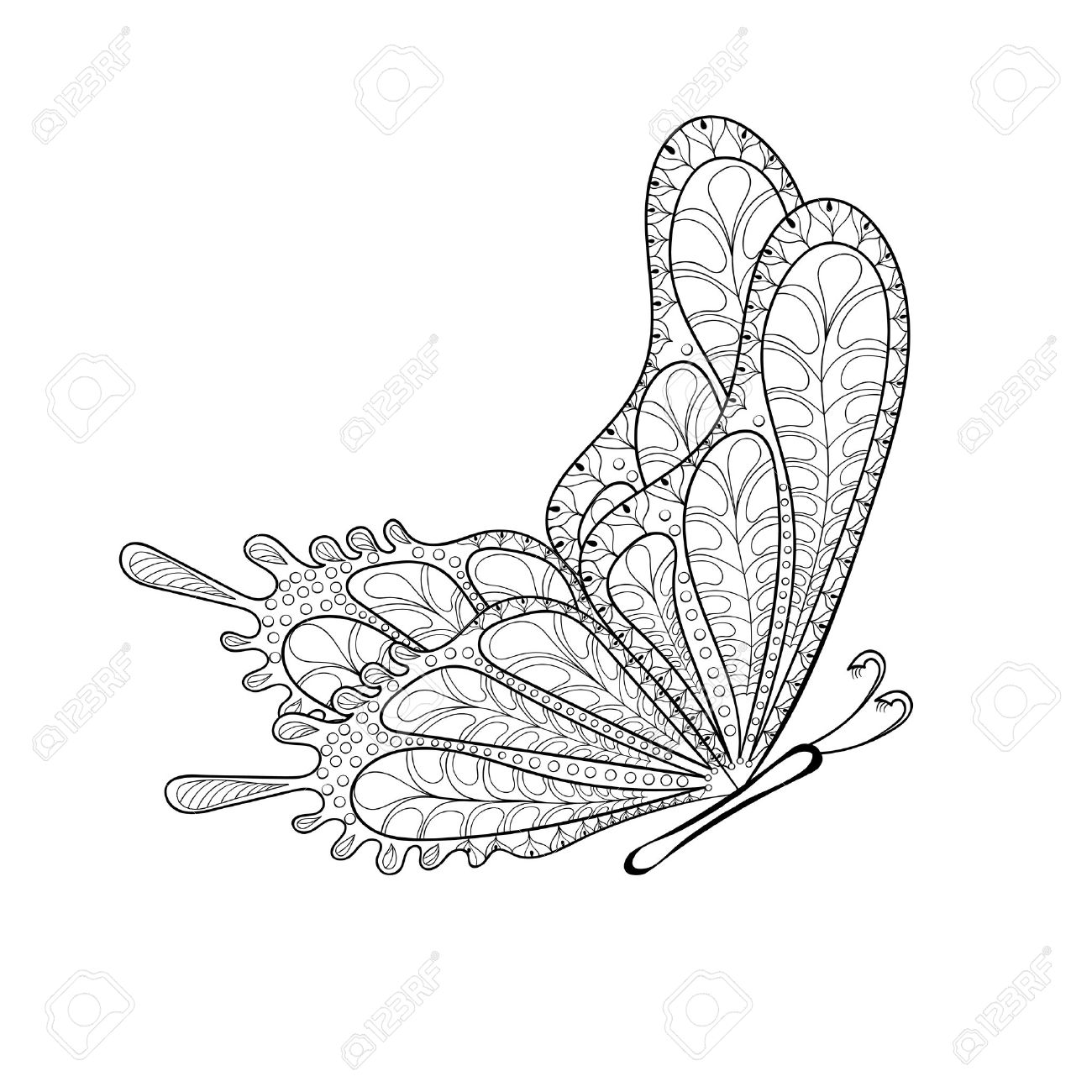 hand drawn tribal flying butterfly for adult anti stress coloring pages post card t - Stress Coloring hand drawn tribal flying butterfly for adult anti stress coloring pages post card t - Stress Coloring