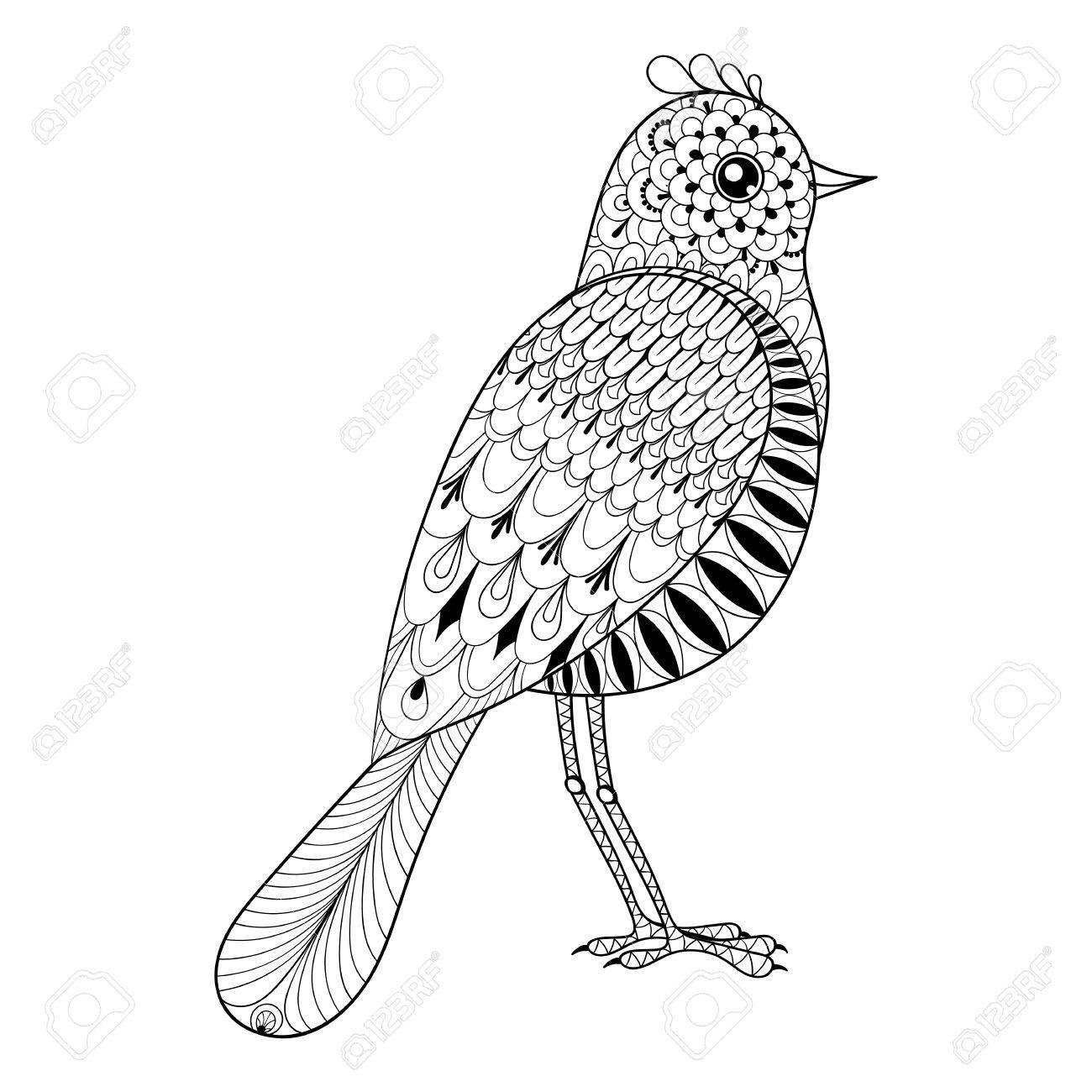Hand Drawn Artistic Bird For Adult Antistress Coloring Pages - Hand Drawn Artistic Bird For Adult Antistress Coloring Pages
