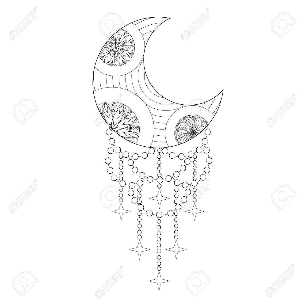 Fabuleux Bohemian Luna Disegnati A Mano Artistica Luna Di Pagine Da IL04