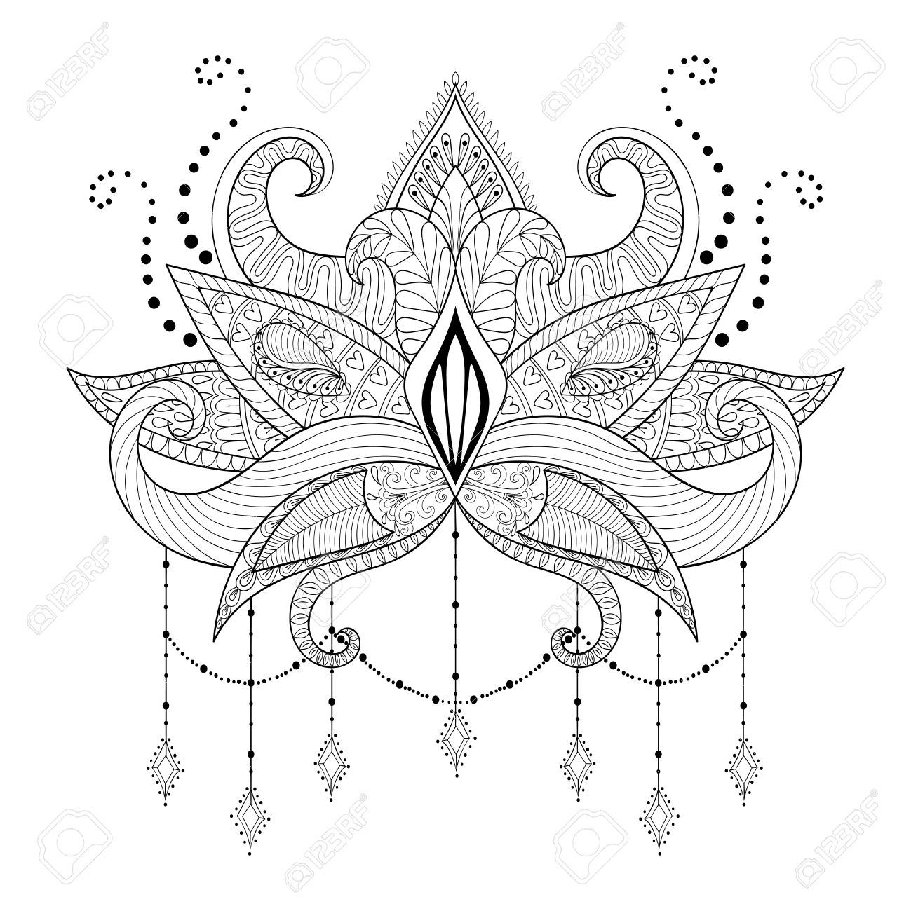 boho doodle lotus flower blackwork tattoo design indian paisley boho doodle lotus flower blackwork tattoo design indian paisley
