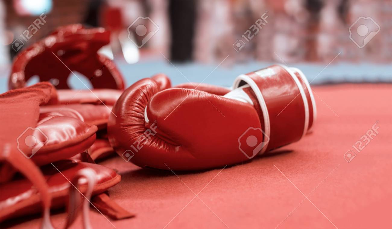 boxing gloves and head guards