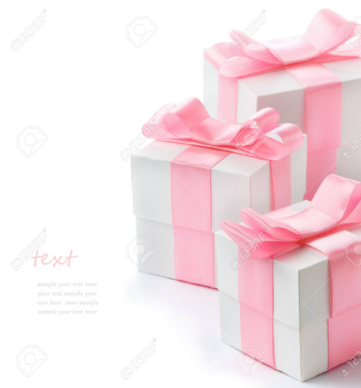 Gift white box with pink satin ribbon isolated on white background, congratulations on Women's Day, mum's day, Valentine's day, happy birthday - 53110195 Gift white box with pink satin ribbon isolated on white background, congratulations on Women's Day, mum's day, Valentine's day, happy birthday - 53110195