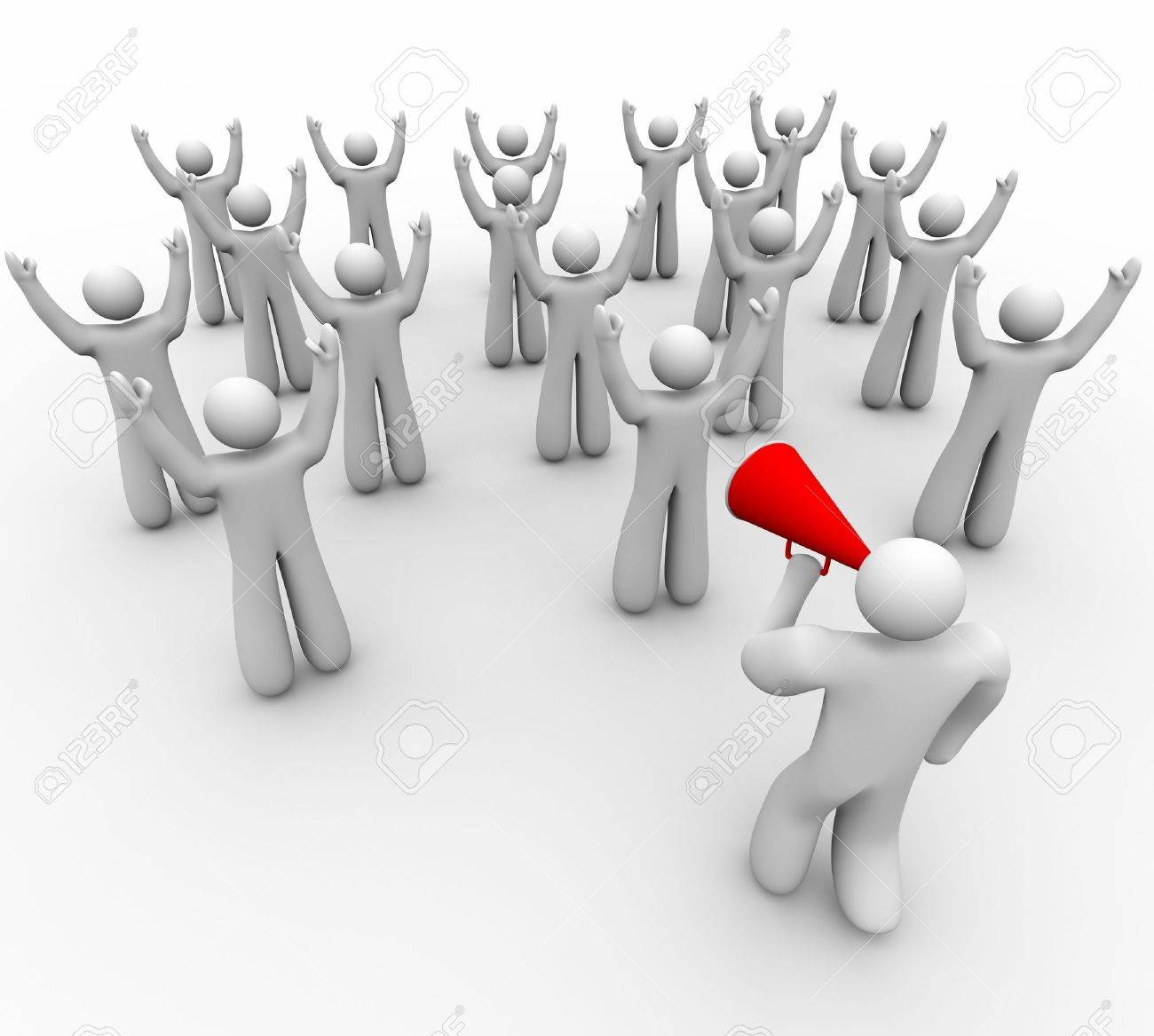 A Leader With A Megaphone Rallies His Team To Cheer Stock Photo Picture And Royalty Free Image Image 8183912