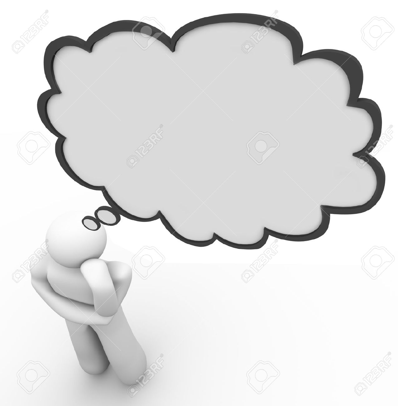 A man thinks with a thought cloud above his head, with blank space inside the bubble for your own text and message - 9673428 A man thinks with a thought cloud above his head, with blank space inside the bubble for your own text and message - 9673428