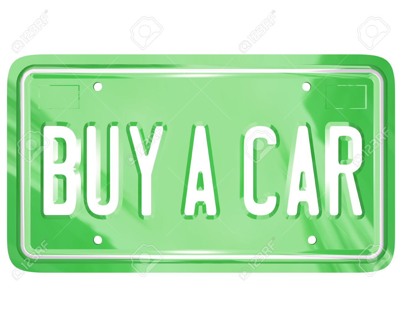 a green metal license plate with the words buy a car symbolizing buy words