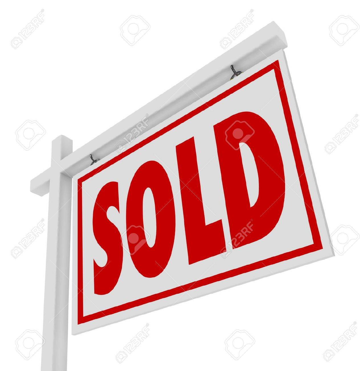 a white real estate for sale sign with the word sold representing for sale sign sold