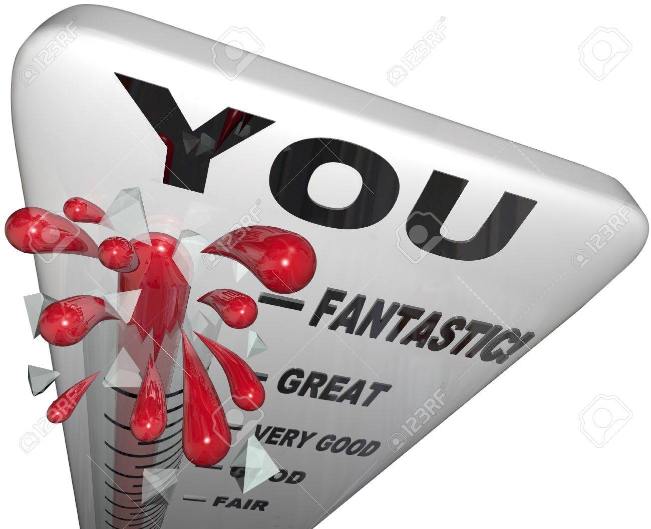 the word you on a thermometer measuring your good or great job other word for health