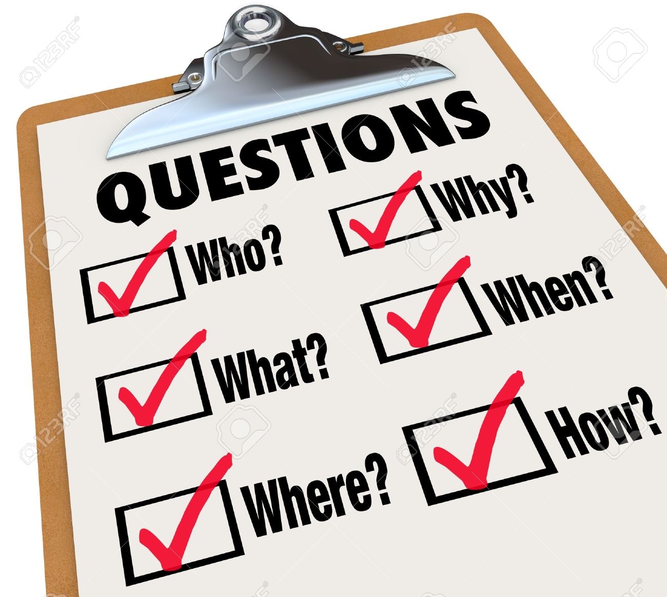 a survey with reserach questions who what where when why