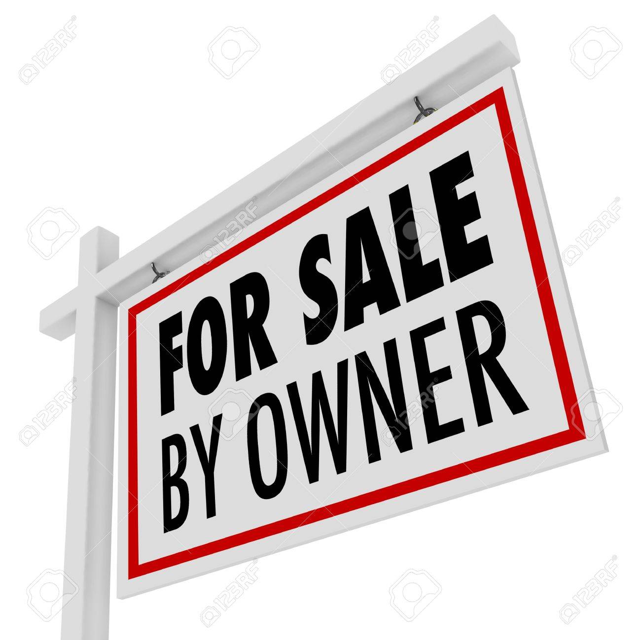 the words for sale by owner on a home or house for sale sign stock