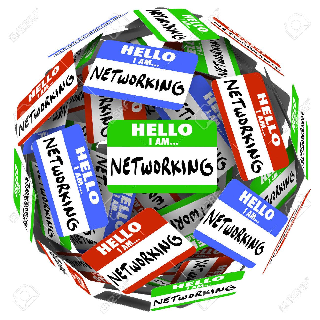 hello i am networking nametags and stickers in a ball or sphere