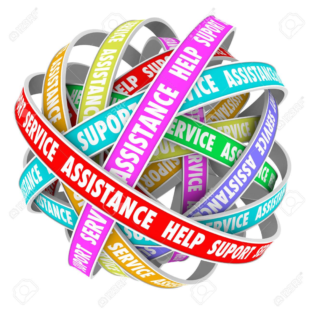 Support, Assistance, Help and Support words on an endless cycle of ribbons or roads in a 3d pattern - 29194066 Support, Assistance, Help and Support words on an endless cycle of ribbons or roads in a 3d pattern - 29194066