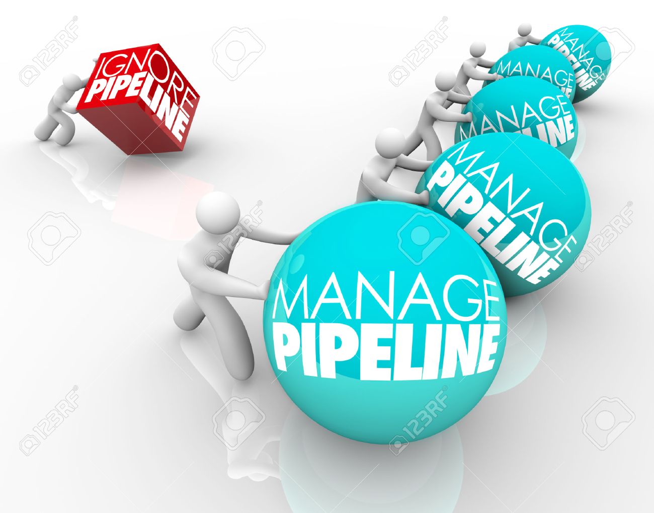 manage pipeline words on balls pushed by winning business people business pipeline