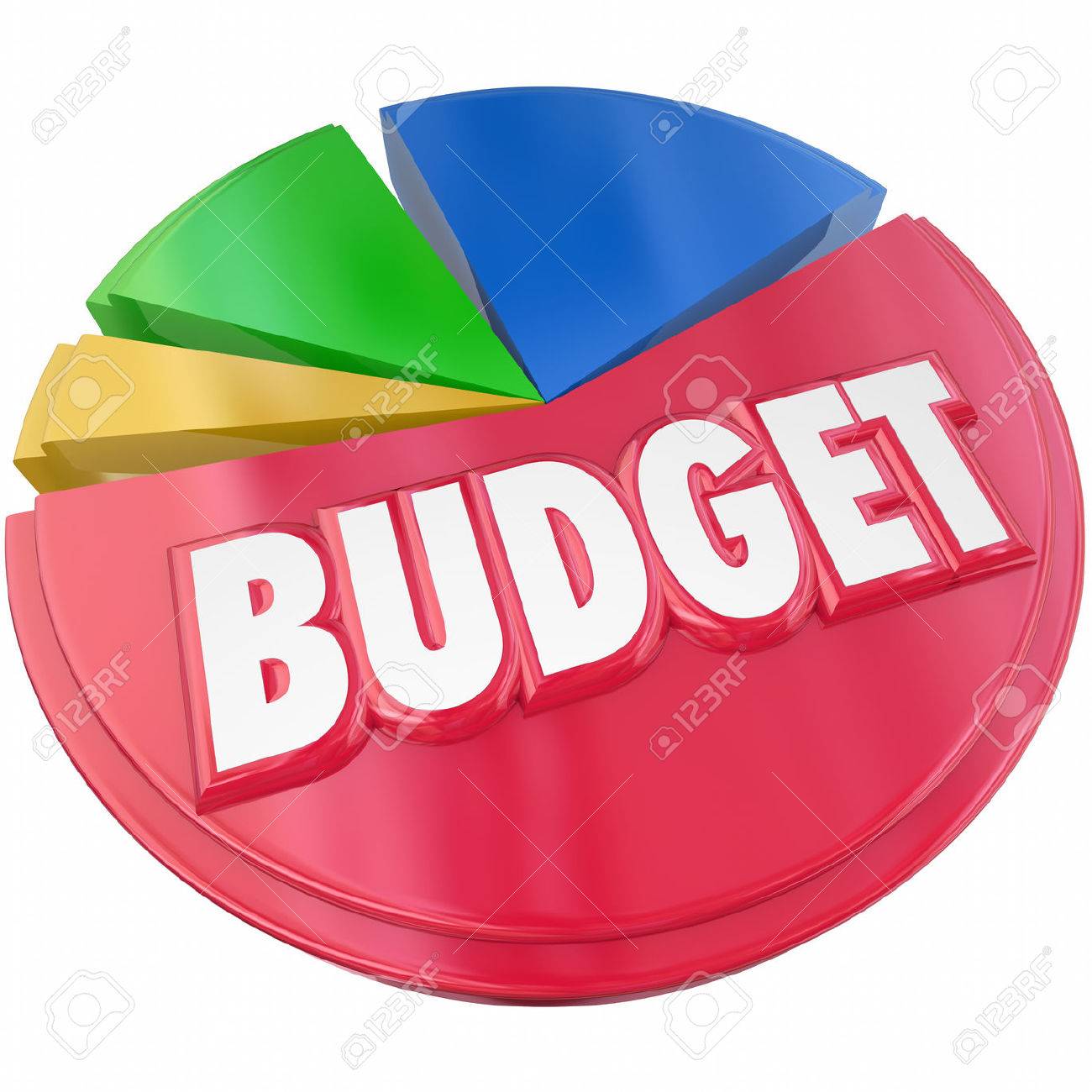 Budget 3d word on a pie chart to illustrate planning your money spending or saving for financial control - 40881744 Budget 3d word on a pie chart to illustrate planning your money spending or saving for financial control - 40881744
